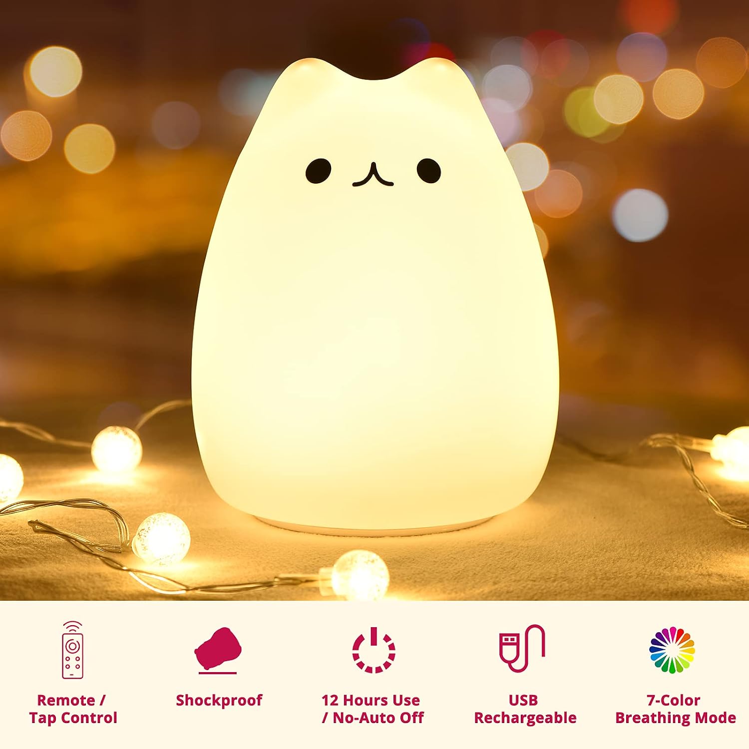Adorable Cat Lamp - The Perfect Night Light and Gift for Girls Aged 3-5, Teens, and Cat Lovers!