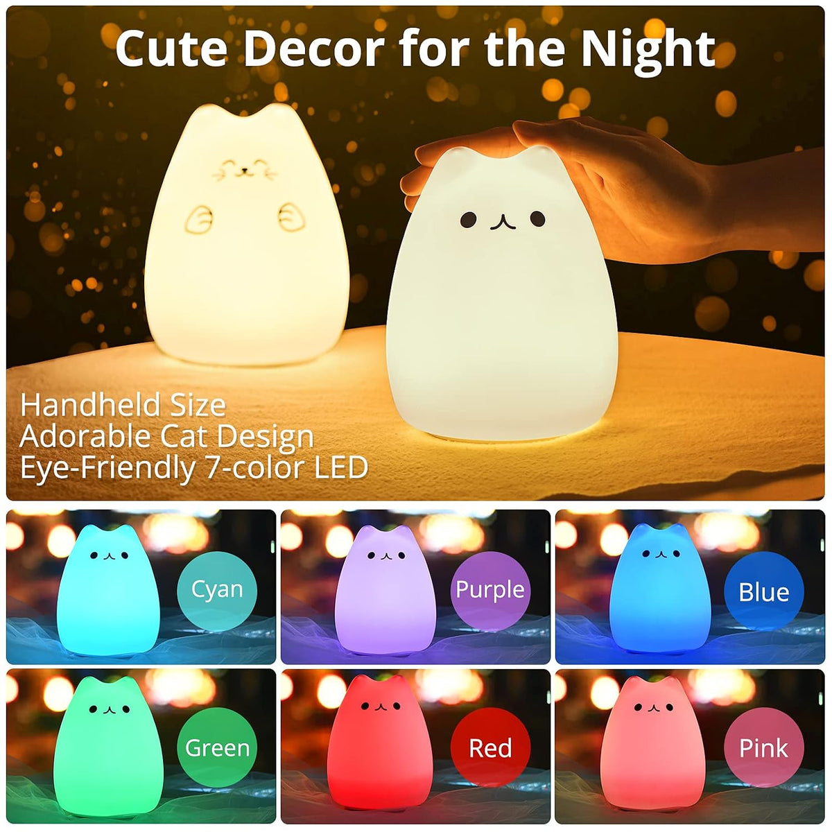 Adorable Cat Lamp - The Perfect Night Light and Gift for Girls Aged 3-5, Teens, and Cat Lovers!